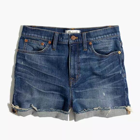 MADEWELL Cutoff High-Rise Denim Jean Shorts in Glenoaks Wash - Picture 3 of 12